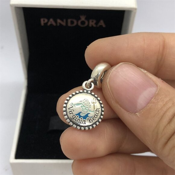 ✨🔥Pandora Blue Virginia Beach Exclusive Dangle Charm Travel Pendant - Picture 3 of 4